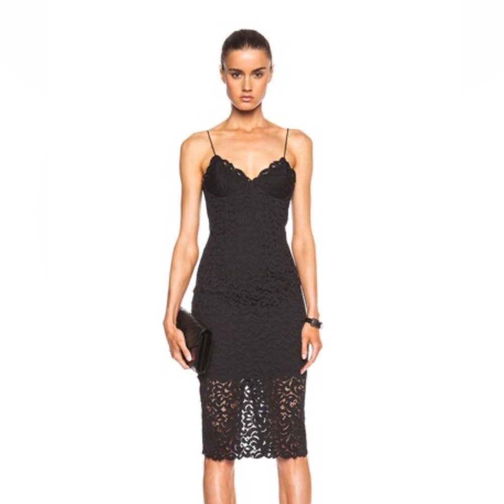 Nicholas Women’s Black Lace Midi Dress SZ 2